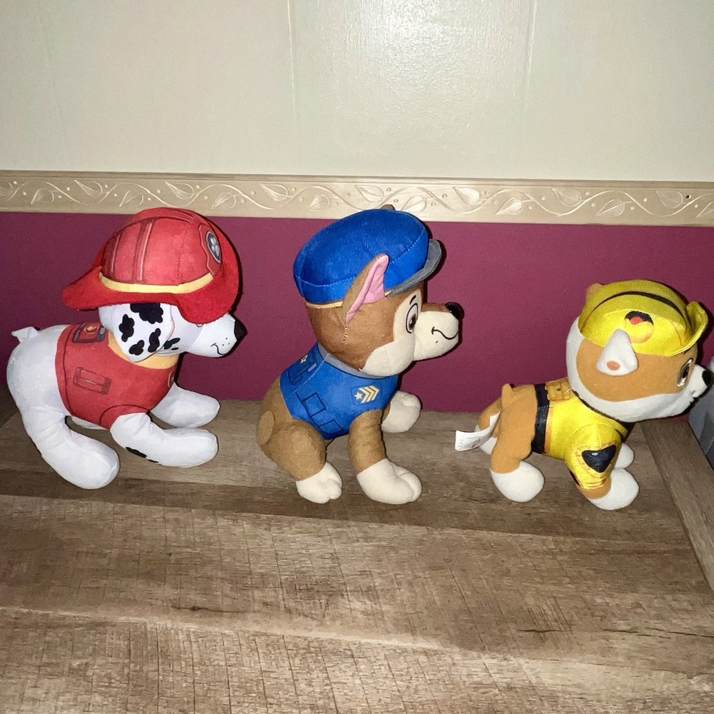 Lot Of 3 Plush Paw Patrol Marshall Chase Rubble Stuffed Animal 8-10" - Picture 8 of 16